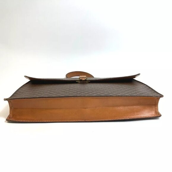 CELINE Macadam vintage Hand Bag document bag Business bag PVC/Leather Brown - Picture 4 of 14